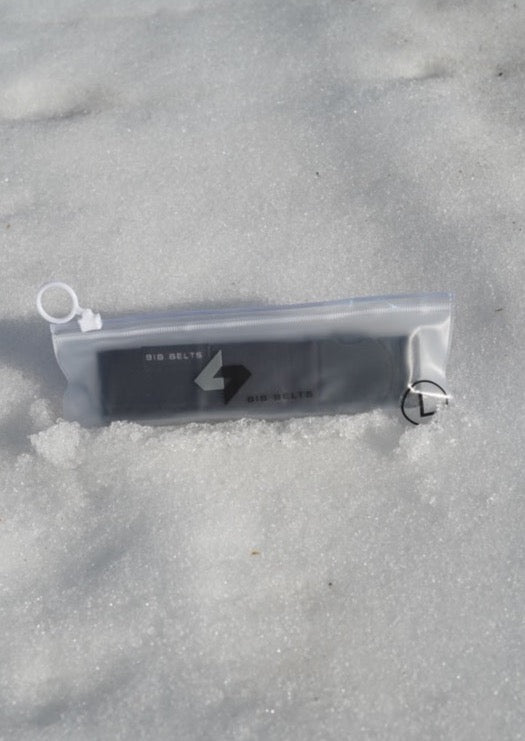size large bib belt in the snow